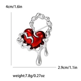 Love Heart Brooch Pin for Women Dainty Red Heart Lapel Pin for Mother's Day Enamel Red Love Heart Corsage for Clothings Hats Bags Accessories (silver)