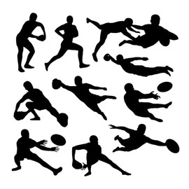 Fun Rugby Player Sport 10 Sticker Pack Light Switch Stickers Also Use on Laptop/Tablet/Car Small Decal (Black)