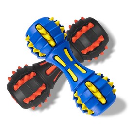 AUSCAT 2 STK. Hundespielzeug, Kauspielzeug Hund Naturkautschuk, Hundespielzeug Quietschend für Mittlere & Große Hunde, Hantel-Form, Blau und Schwarz