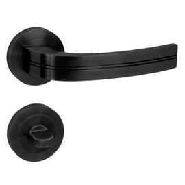 domino DEKAN-R Black Toilet Door Handle Set for Room Doors Door Handle Set Rosette Set Door Fittings