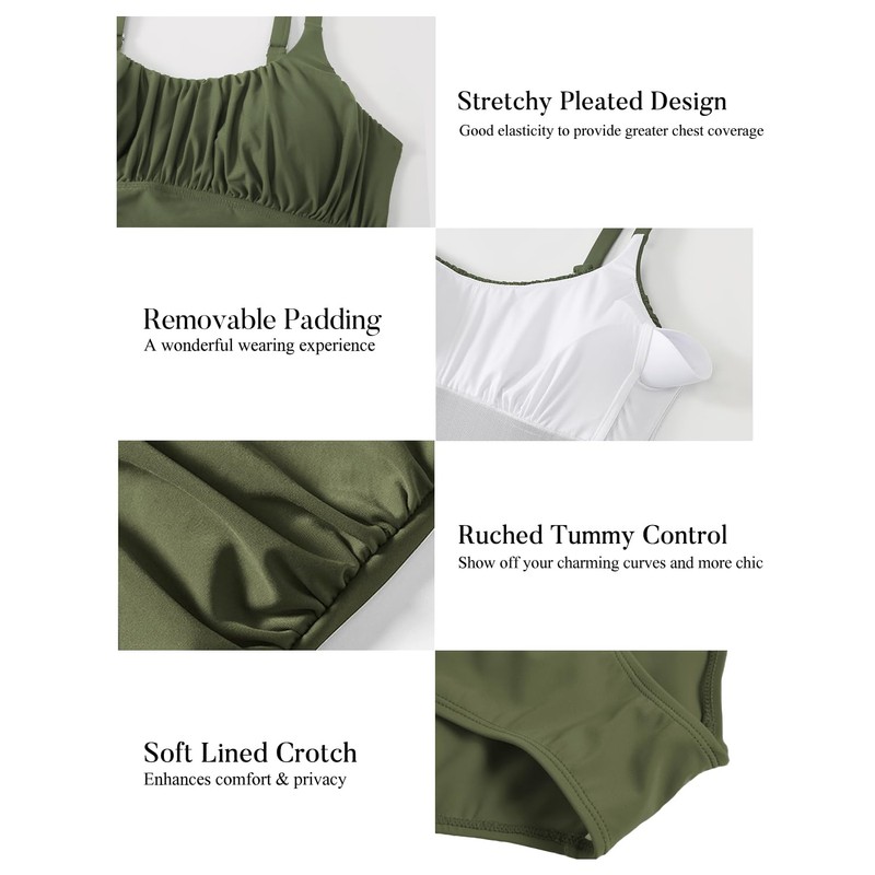 AILLOSA Trajes de baño de Cuello Cuadrados de Control de