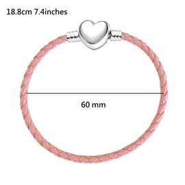 JMQJewelry Pink Leather Charm Braided Cahrms for Bracelets Womens Grandma Mother Wife Mama Bear Jewelry Chain 18.8cm 7.4inches Columbus Day