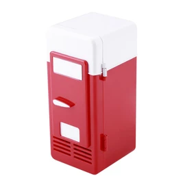 Lazmin1 Mini USB Refrigerator, Portable LED Electric Drinks Cooler and Warmer for Car (Red, Small)