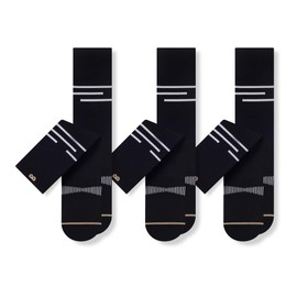 Pair of Thieves Men's Performance Athletic Cotton Crew Socks, 3-Pack Basketball Cushioned Socks - Black, One Size