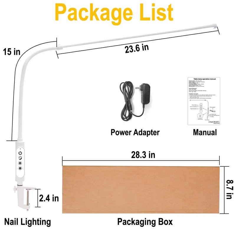 CGBE Nail Light for Desk: 360° Adjustable Nail Lamp for