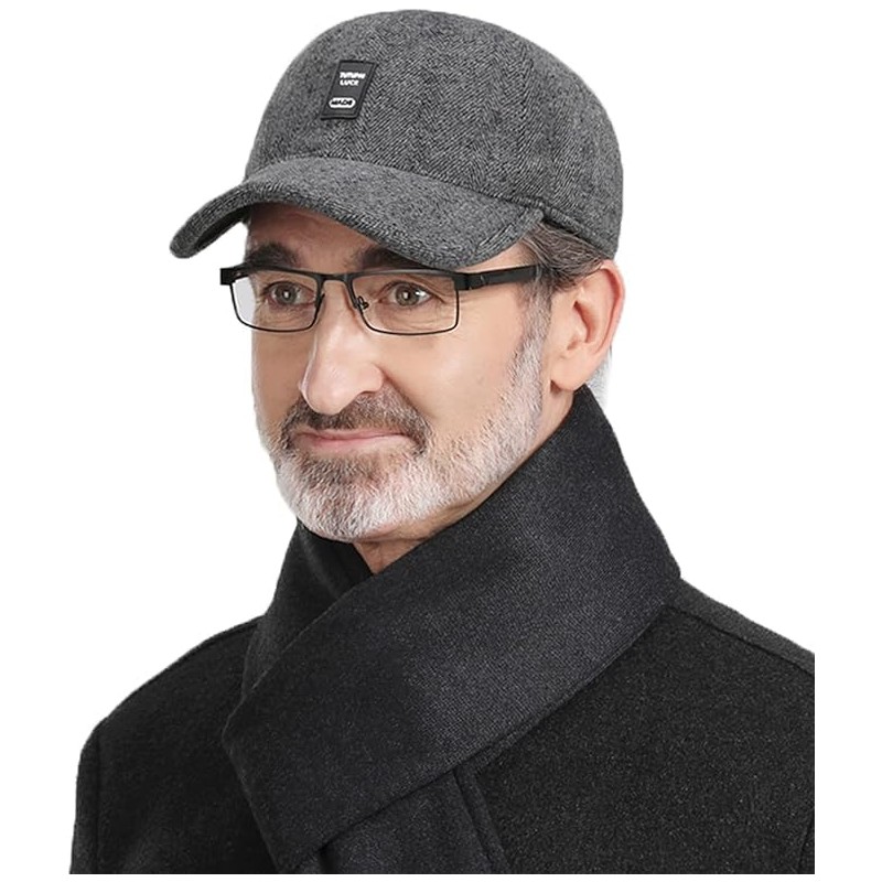 Clakllie Men's Winter Warm Woolen Peaked Baseball Cap Hat with