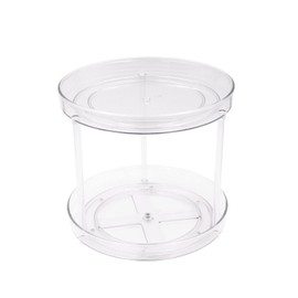 Yuknees 2 Tier Drehbares Gewürzregal,Schrank Organizer Kunststoff küche Drehteller Organizer Drehbar für Veranstalter, Speisekammer, Badezimmer, Tisch, Kosmetik, Schönheitsprodukt-Durchsichtig