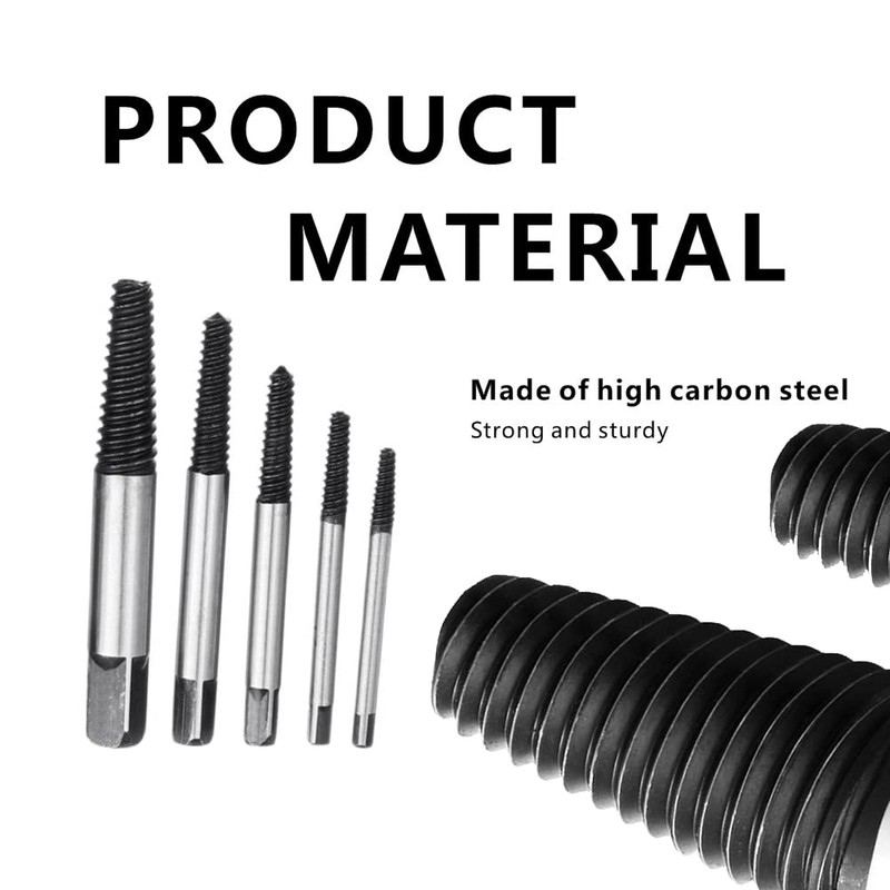5 Pcs Screw Extractor Easy Out Set Steel Bolt Extractor
