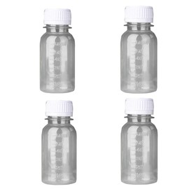 XINDAOLAISHENGQ 4 Pcs Juice Bottles Empty Bottles Plastic Bottles Clear Screw Top Empty Bottles Reusable Juice Bottles Empty Milk Bottles for Storing Homemade Juices Water and Other Beverages