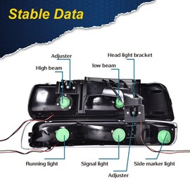 G-PLUS LED DRL Headlights, Compatible with 1999-2002 Chevy Silverado 1500 2500/2001-2002 Silverado 1500HD 2500HD 3500, Driver Side & Passenger Side, Clear lens Chrome Housing Amber Reflector