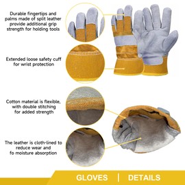 AKOFIC Heavy Duty Gardening Gloves for Men & Women - Thorn, Bramble & Cactus Proof Glove with Puncture Resistant Cowhide Leather - Large Non-Slip Work Safety Gloves for Weeding, Pruning & Welding