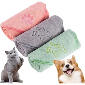 Microfiber Dog Towel, 3 PCS Pet Bathing Supplies Quick Drying Paw Towel, 50cm×100cm Quick Fast Drying Super Absorbent Lightweight Pet Bath Towels for Medium Dogs Cats Pets Shower