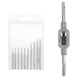 QWORK Micro Taps Bit Set - 10 Pcs M1-M3.5 HSS Mini Screw Thread Taps, Metric Plug Tap Screw Tap & Adjustable Wrench