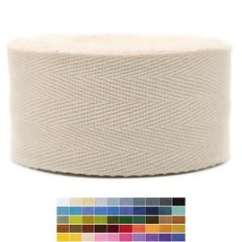100% Natural Cotton Herringbone Bias Binding - 10 Yards - 50+ Colors - 1" & 1.5" & 2" Cotton Twill Tape Trim for Sewing, Wrapping, Craft, DIY - 10595 (Ivory)