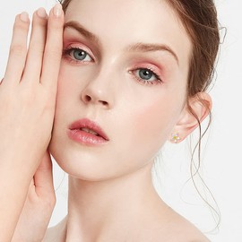 14K Real Solid Gold Crystal Flower Stud Earrings for Women Girls Gifts Her Screw Back Floral Sutd 8.5mm, Yellow