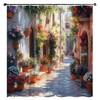 Italian Street Shower Curtain Tuscany Renaissance Flower Town Rustic Floral