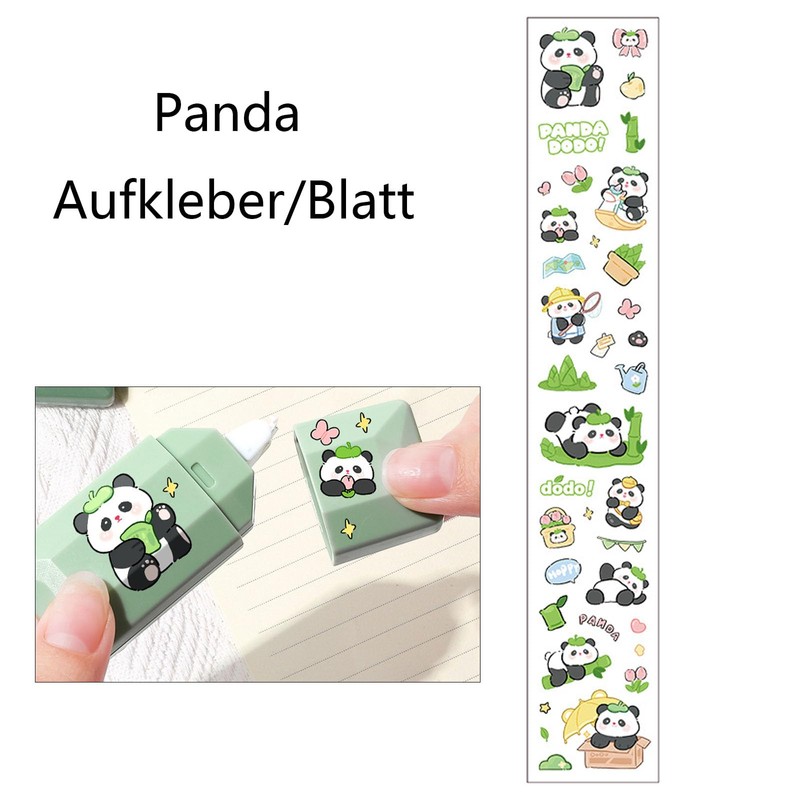 GFTCGK Pack of 6 correction rollers, 1 panda sticker, mini