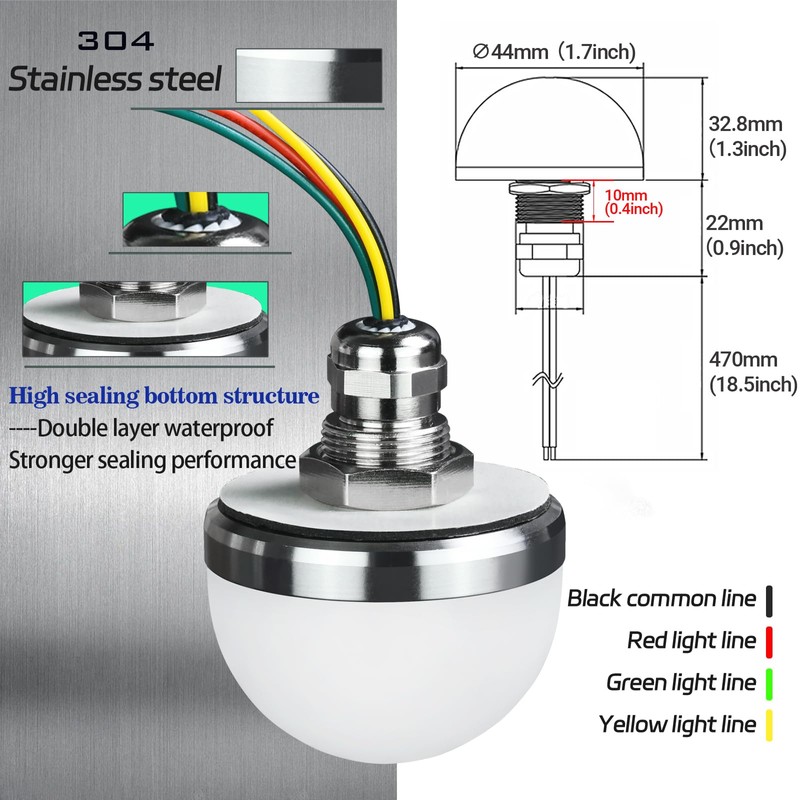 Mini Industrial Warning Lights 44mm 24V DC/AC LED 3 Colors