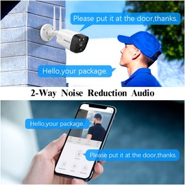 (5.0MP & PIR Detection) 2-Way Audio Dual Antennas Outdoor Security Camera System Wireless WiFi Home Security System Indoor Video Surveillance