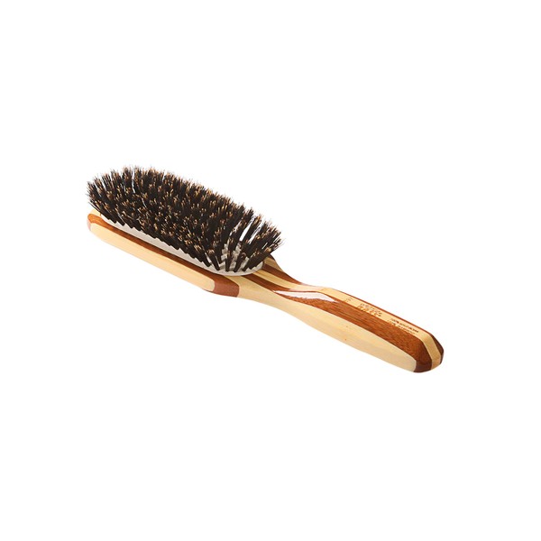 Bass Brushes | Shine & Condition Hair Brush | Natural Bristle FIRM | Pure Bamboo Handle | Medium Paddle | Striped Finish | Model 897 - SB