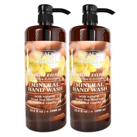 Dead Sea Collection Hand Soap Pump Almond Vanilla - Moisturizing Hand Wash Liquid with Dead Sea Minerals - Almond Vanilla Oils, Balancing & Soothing Pack of 2 (33.8 Fl Oz Each) - 67.6 Fl Oz Total