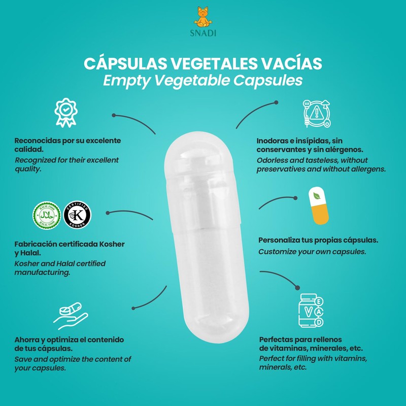 Empty Capsules 0 Vegan - Pack of 1000 Empty Capsules