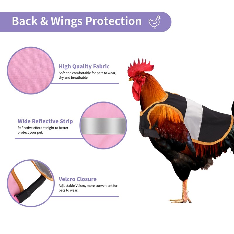 Vehipa 6 Pcs Reflective Chicken Harness Hen Saddle Apron Adjustable