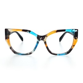 HGIOOIGH Reading glasses Woman Blue light block Oversized Irregular Cat eye Frame,+3