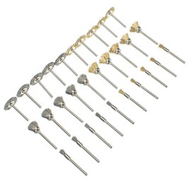 Amasawa 30 Parça Pirinç Çelik Tel Tekerlek Fırçası Seti Parlatma Temizleme Döner Alet