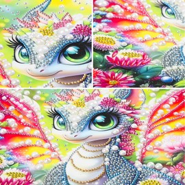 MXJSUA Dragon 5D Special Shape Diamond Painting Kits for Adults and Beginners, Crystal Rhinestone Special Shaped Diamond Art Painting Kits for Home Wall Decor Gift 30x30cm