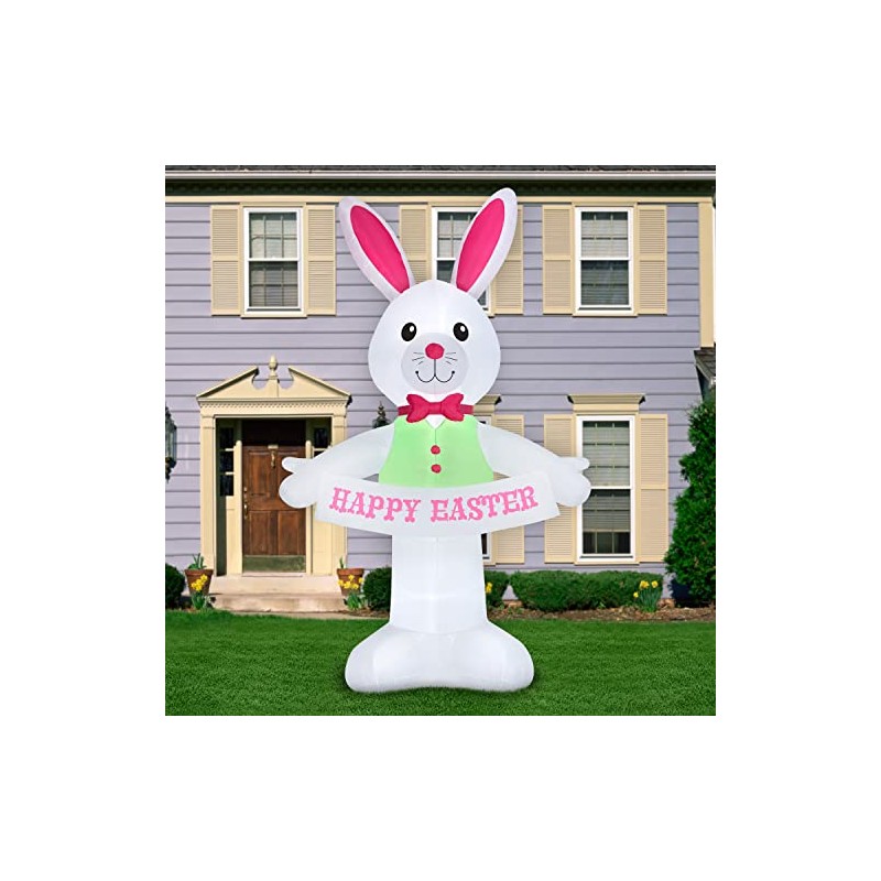 12.5ft Gemmy Airblown Inflatable Giant Easter Bunny w/Happy Easter Banner