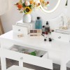 GarveeHome White Vanity Table Oval Mirror LED Lighted Modern Vanity