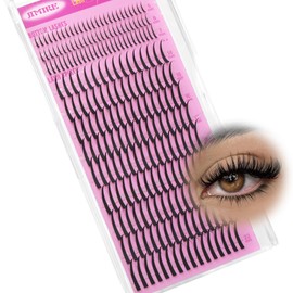 JIMIRE Spiky Lash Clusters Premade Individual Lashes Wispy Cluster Eyelash Extensions with Bottom Lashes 14-22MM D Curly Eyelash Clusters 222Pcs DIY Lash Extensions Thinner Lash Band