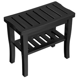 Bamboo Black Shower Bench Stool Shower Chair Seat Adult Women Her Sister Aunt Wife Hustband Lady Auntie Titi Bestie Soul Happy Christmas Xmas Birthday Gifts Cool Unique Aesthetic 30 40 60 70 Year Old