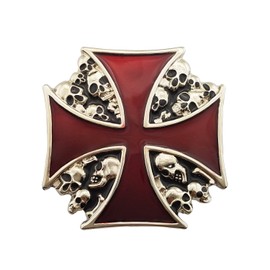 LAXPICOL Cool Cross Skull Belt Buckle For Men Native American Big Red Enamel Skeleton Punk Gothic Belt Buckle