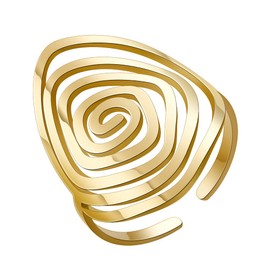 Dreamtimes Swirl Geometric Ring Spiral Swirl Ring Braided Wrap Style Women Stainless Steel Exaggerated Adjustable Thumb Open Ring Fashion Jewelry Gift for Wife Girlfriend