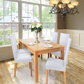 Chair Covers, 4 covers, Stretch Chair Covers, Elastic Modern Covers, Elastane Stretch Covers, Bi-elastic Stretch Covers, Very Easy To Clean And Durable, Universal (pack of 4, White) - J