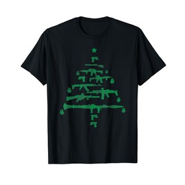 Albero di Natale Pistole Fucili Armi da fuoco Granate Milita Maglietta