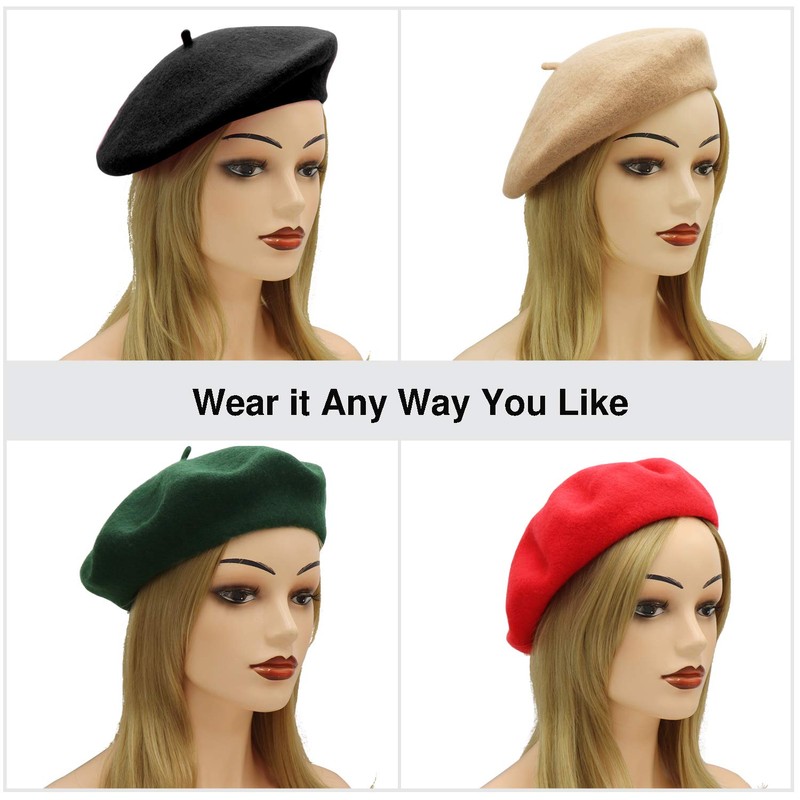 Umeepar Wool French Beret Hat Solid Color Winter Hat for
