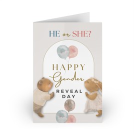 Prezzeluna Gender Reveal Day Card - Gender Announcement Card for New Parents to Be