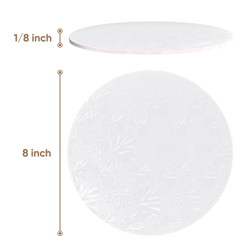 Cakebon Cake Boards - Sturdy 1/8 Thick Drums - 8