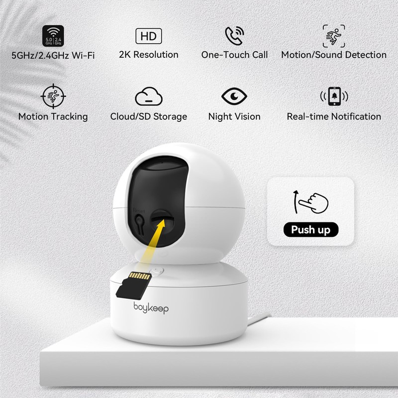 BoyKeep Indoor Camera - 2K Pet Camera, 5G/2.4GHz WiFi Cam