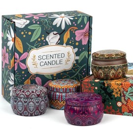 FUMZ Scented Candles - 4 Flower Scents - Lavender, Jasmine, Rose and Ocean Breeze - Soy Wax - 110-140Hours 80g - Gift Set