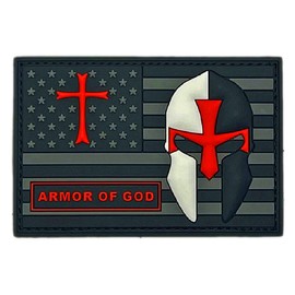 Armor of God USA Flag Christian Patch [3.0 X 2.0 - PVC Rubber- AG7]