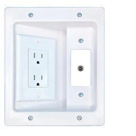 RiteAV DC-Power Recessed Wall Plate Cable Concealer Management Kit with Power Outlet Hides Cords and Cables