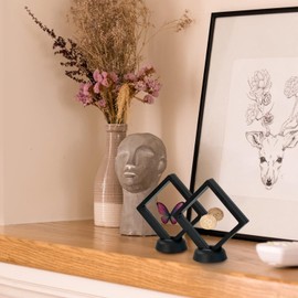 HZIYOU 3D Floating Display Case, Transparent PE Film Jewelry Storage Box for Ring Earring Necklace Bracelet Medals Specimens - Dustproof & Portable (A)