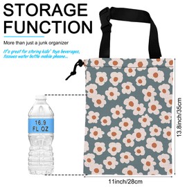 ghatobty Car Trash Bag Hanging White Daisy Car Trash Can Waterproof Garbage Bag Hanging for Car Back Seat