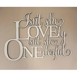 Isnt She Lovely isnt She Onederful Sign for 1st Birthday Backdrop Decorations,First birthday Wooden Banner for Little Girl Onederful Party,Newborn Onderful Birthday Girl