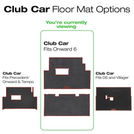 Xtreme Mats Club Car Compatible Golf Cart Mat, Full Coverage Rubber Floor Liner - Fits Club Car Onward 6 Passenger Includes 1st and 2nd Row Floor Mats - All Black