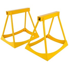 JEGS Stack Stands | 3.5-Ton Capacity & 14 “ Fixed Height | Yellow | Steel | Base: 12 “ x 15 “ | Pad: 11-5/8 “ x 1-5/8 “ | 2 Per Package